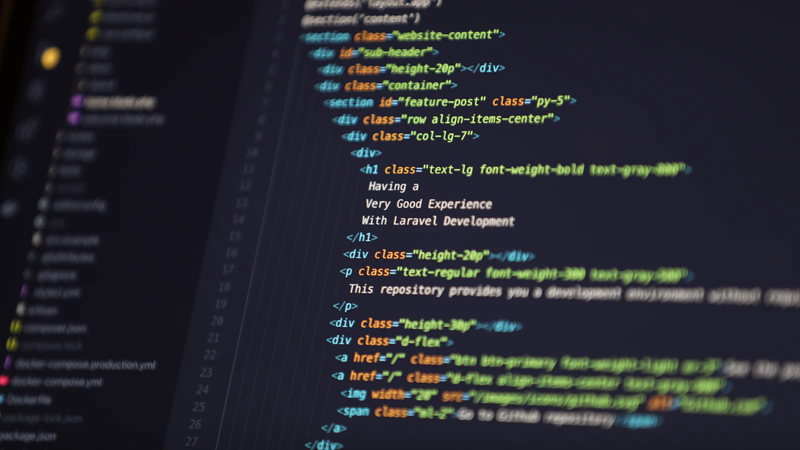 Close-up of HTML code in a code editor