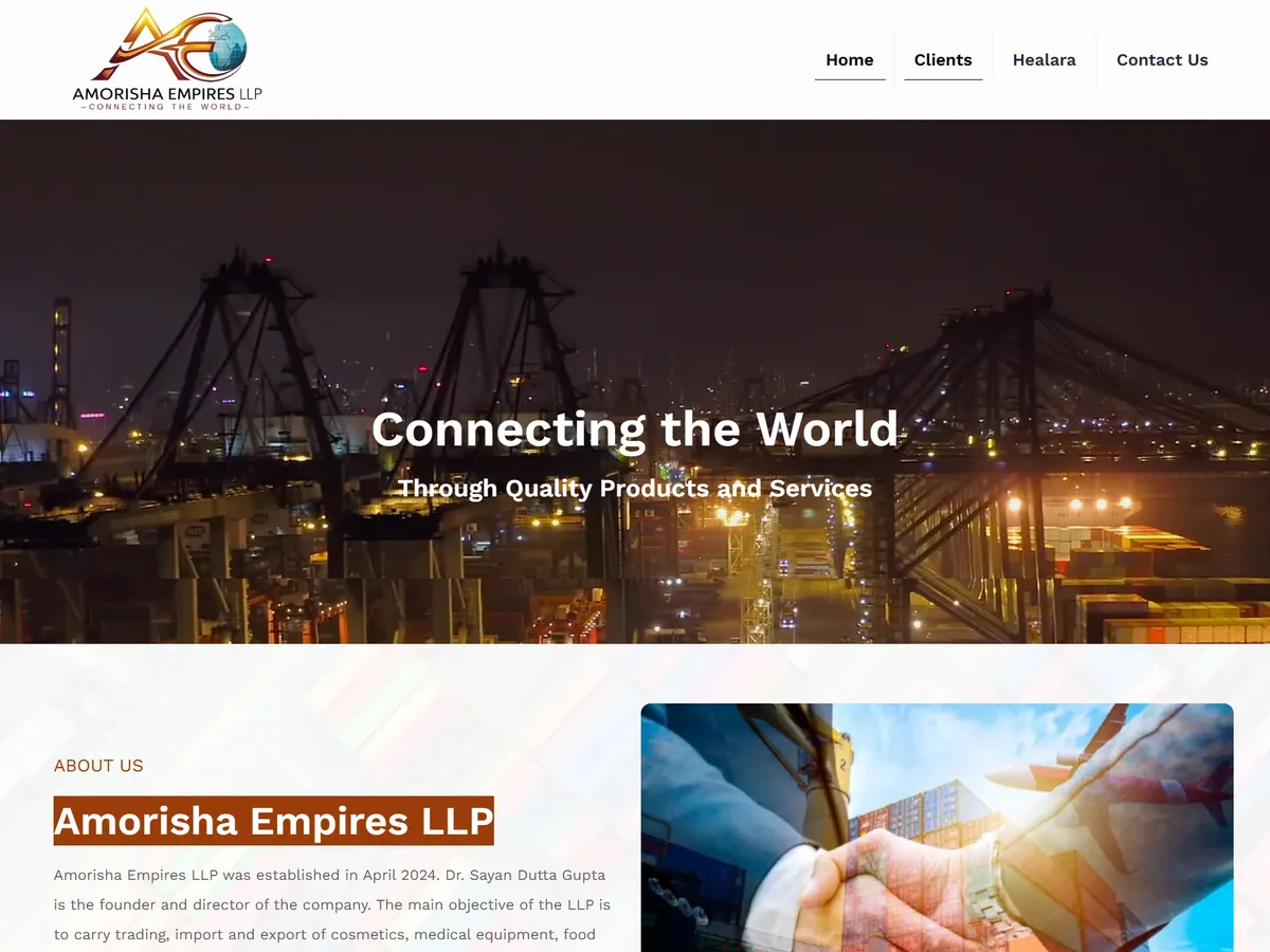 Amorisha Empires LLP website — India