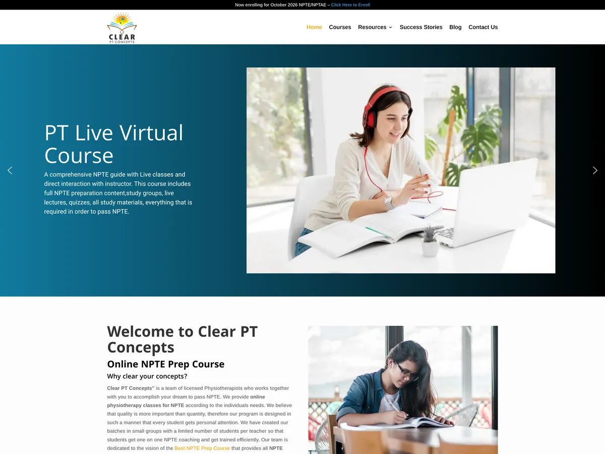 Clear PT Concepts website — New York, USA