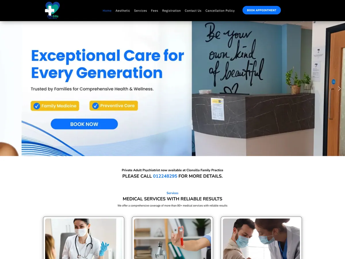 Clonsilla Family Practice website — Dublin, Ireland