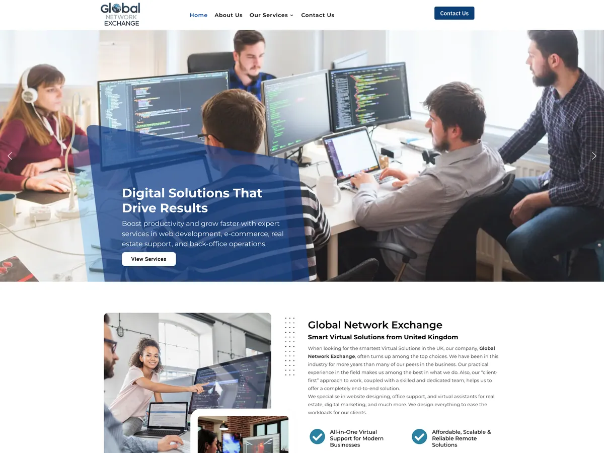 Global Network Exchange website — United Kingdom