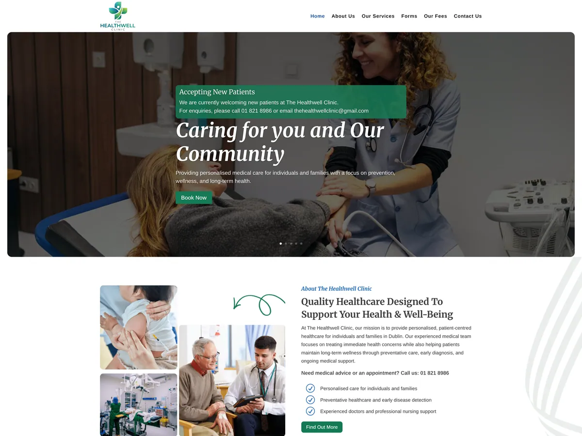 The Healthwell Clinic website — Dublin, Ireland