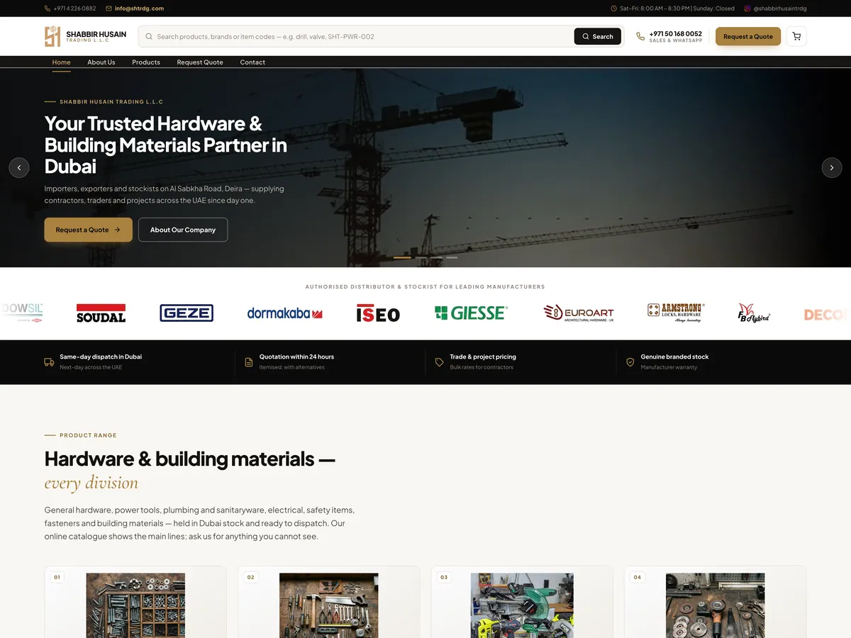 Shabbir Husain Trading website — Dubai, UAE